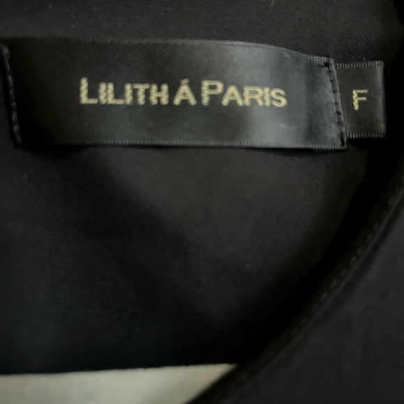 Lilith Paris Bubble Flowy Colorblock Pleated Blue Black Blouse Top Large - Picture 4 of 4